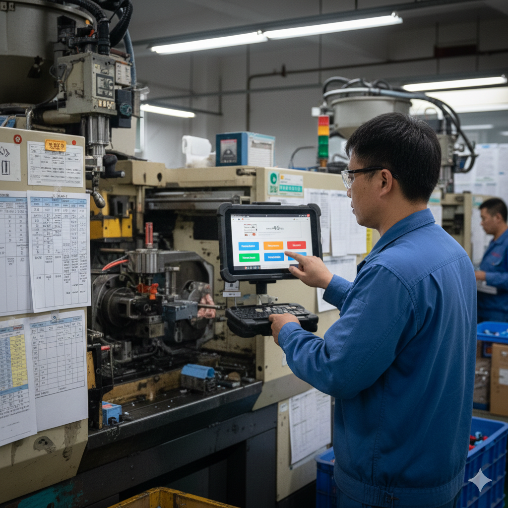 現場操作員用平板回報生產進度